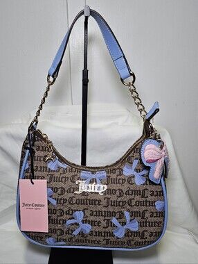NWT Juicy Couture Brown/Blue Simply Sweet Coho Shoulder Bag